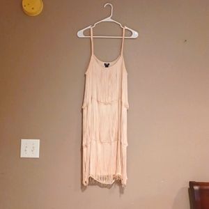 Flapper DRESS BLUSH COLOR BY H&M SZ USA LARGE 20'S FRINGE